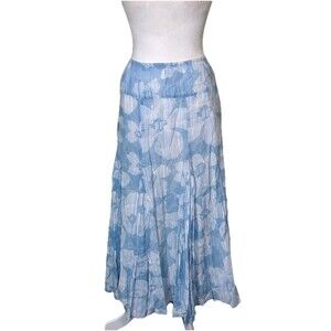 Women’s Coastal Resort Floral Maxi Skirt Flowy A-Line Pull On Seaside Size 18